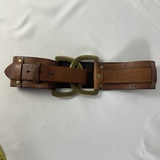 Linea Pelle Leather Wide Statement Belt Brown Handmade Harness Buckle 31-33  