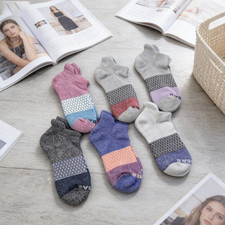 6 Pair Bombas Women's Tri-Block Marl Ankle Sock Size Medium