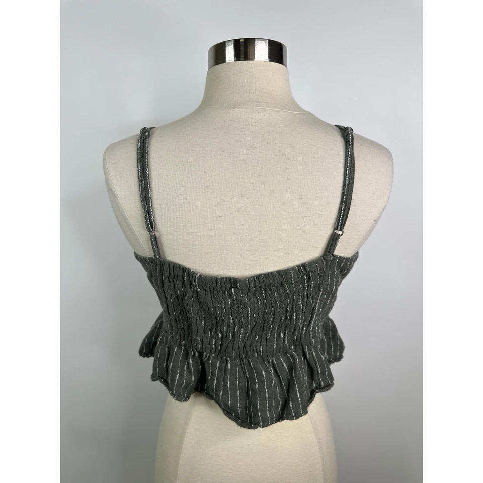 Union Bay Babydoll Ruffle Crop Adjustable Straps Top M Y2K Linen - Image 4 of 4