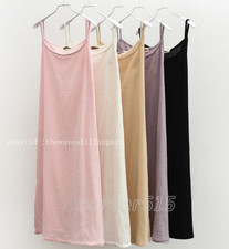 Women Cotton Linen Full Slip Under Dress Underskirt Petticoat Summer Chemise HOT