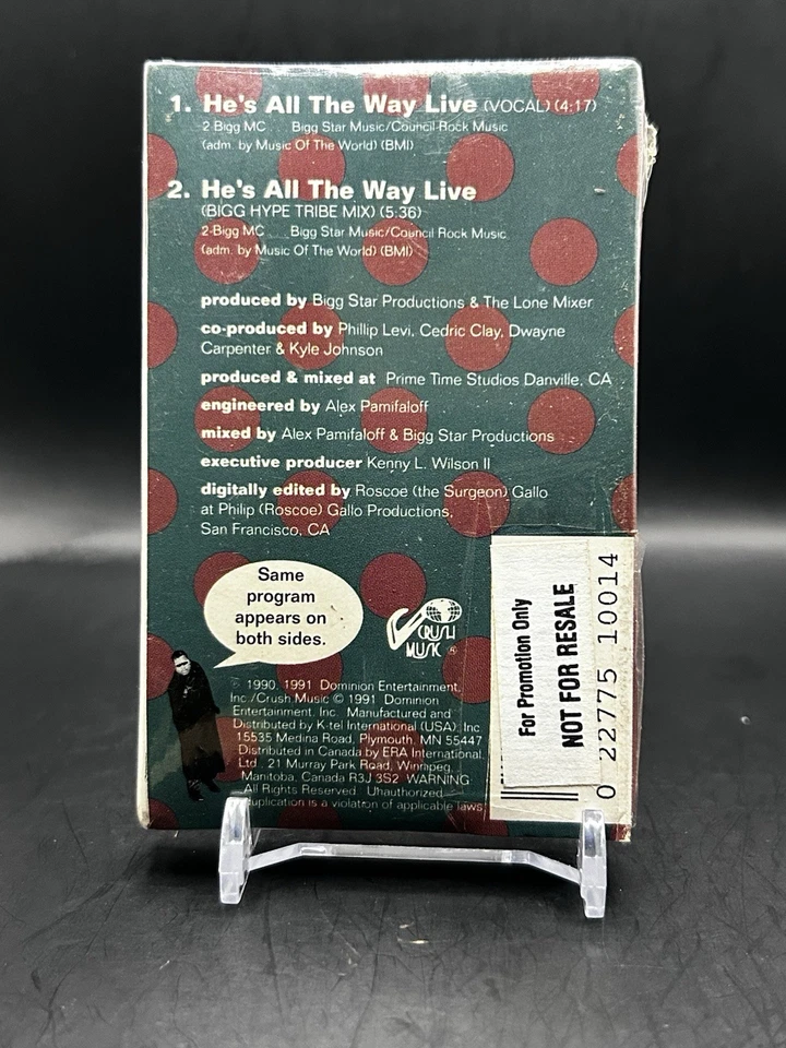 2 BIGG MC - HE'S ALL THE WAY LIVE / SEALED CASSETTE SINGLE/ PROMO - Image 3 of 4