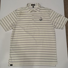 Peter Millar Shirt Mens XL White Navy Stripes Summer Comfort Pinehurst Golf Polo