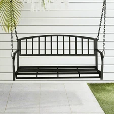 2-Person Patio Metal Porch Swing Outdoor Hanging Swing Bench Chair for Garden