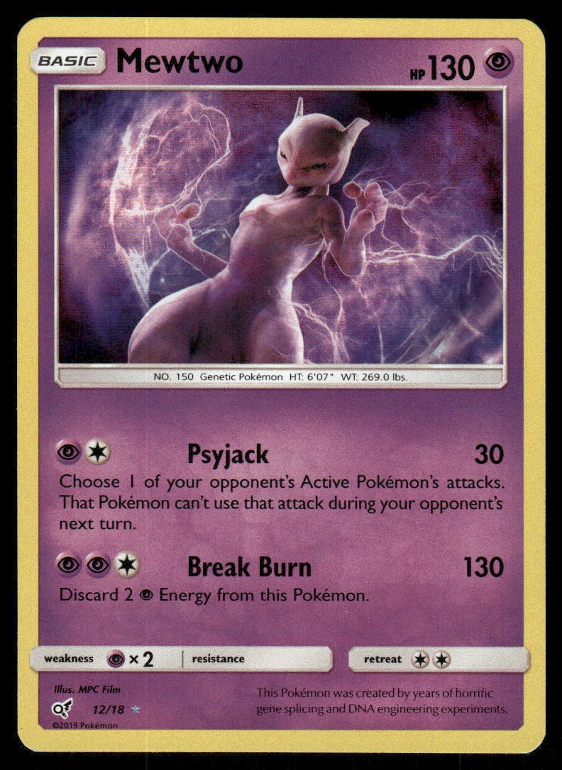 Pokemon Cards Mewtwo 12/18 Holo Detective Pikachu Ultra Rare LP
