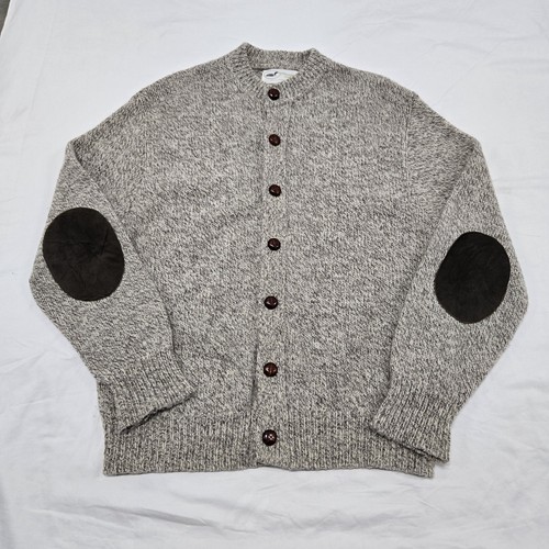 Sz XXL Vintage Winona Knits Cardigan Button Up Minnesota USA Made Elbow Patches