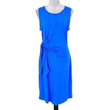 Talbots Dress Womens Medium Blue T-shirt Stretch Knit Tie Waist Resortwear Beach