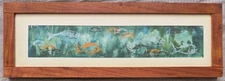 Vintage MCM Abstract Fish Watercolor Painting Mid Century Modern Art 60s Atomic