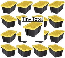 2x Trendy 6.5 Qt Viral Tiny TikTok Tough Totes - Mini Container With Yellow Lid