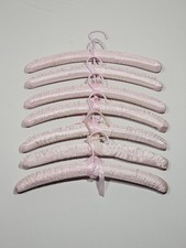 Lot of 7 Vintage Padded Satin Lace Boudoir Lingerie Hangers Light Pink Color