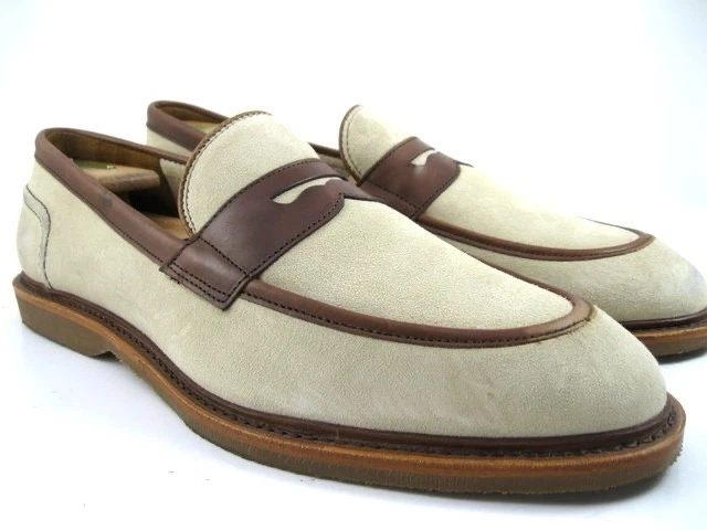 Allen Edmonds "RANDOLPH" VERSO Penny Mocasines 12 E Arena/Chile Gamuza y Cuero (610N Foto 2 de 4