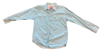 WALLS Pearl Snap Men's Western Shirt Medium Turquoise Pockets