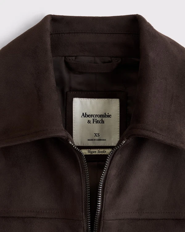Abercrombie Slim Zip Vegan Suede Jacket / dark coffee SALE!! - product detail image 5
