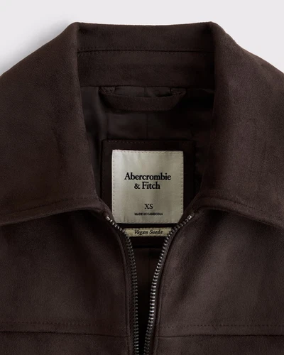 Abercrombie Slim Zip Vegan Suede Jacket / dark coffee SALE!! image 5