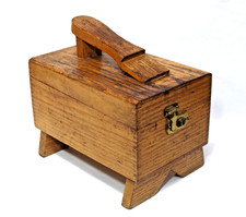 Vintage Shoe Shine Valet Wood Box with Foot Rest