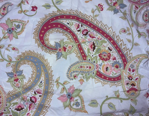 Pottery Barn Pink Paisley Duvet Set FULL QUEEN Sham Floral JACOBEAN - Picture 3 of 8