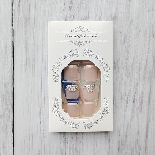 White French Press on Toes Nails Short Square Fake Toe Nails Pink Toe Nails A22 - Foto 6 di 7