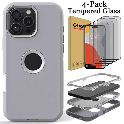 Funda protectora de alta resistencia/vidrio templado para iPhone 16 Pro Max/16+/16 Pro/16e/16 - Imagen 65 de 94