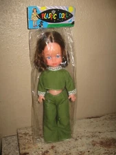 Vintage Plastic Doll in Bag Package- Made in Hong Kong- Dime Store Type