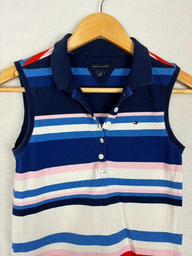 Tommy Hilfiger Kids Girls Tennis Dress Size M 8-10 Collared Polo Stretch Stripes - Picture 5 of 8