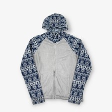 Vintage Cabela's Snowflake Hooded Zip Fleece Jacket Grey (m)