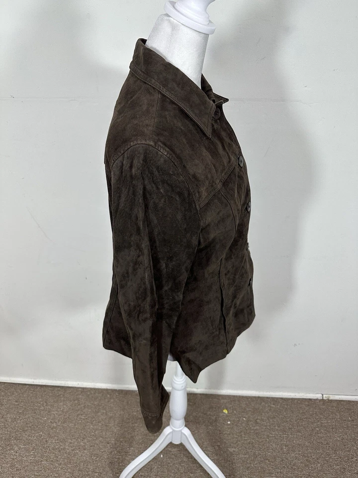 Chaqueta de mujer Kate Hill color marrón 100 % cuero manga larga talla 8P” Foto 3 de 4