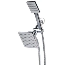 Bathroom 2 in 1 Rain Shower Head & Handheld Shower System 3-Way Diverter Chrome