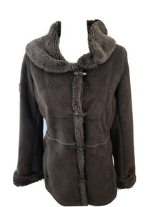 brown coat with white fur lining