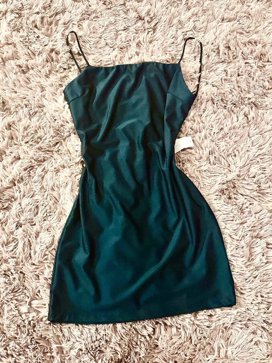 Fashion Mini Dress Dark Green Open Back Size Large | eBay