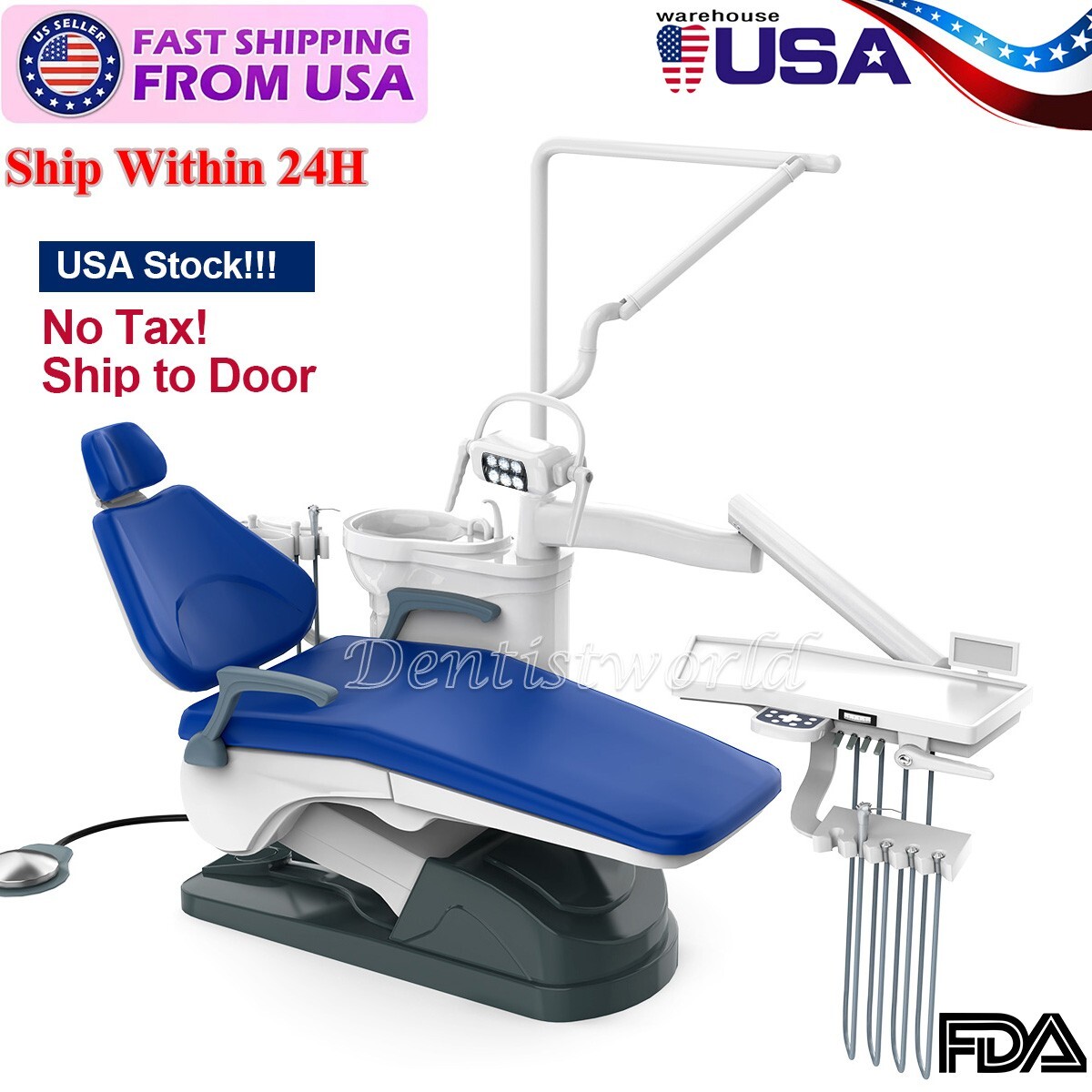 Dental Unit Chair DC Motor Computer Controlled PU Leather Patient Chair+Stool