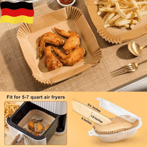 200x Backpapier 20cm Für Friteuse Heißluftfritteuse Grill Backofen Air fryer - Bild 5 von 13