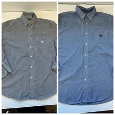 Chaps dress shirts men’s size large, 2 two shirts easy care blue, houndstooth