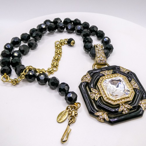 HEIDI DAUS Newport Chic Crystal & Black Enamel Day And Night Necklace W Enhancer - Picture 3 of 7