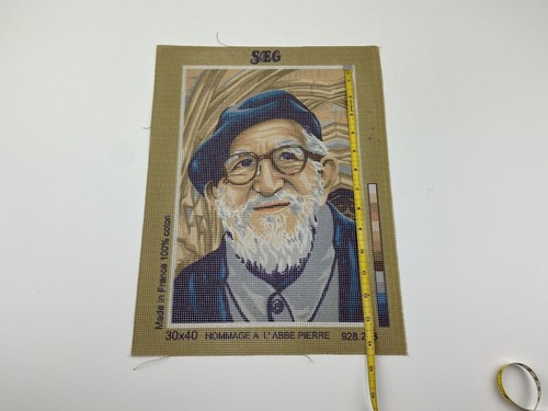 Seg De Paris Hommage Abbe Pierre Needlepoint Tapestry Canvas 9in By 13in France - Picture 5 of 6