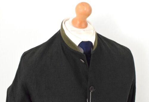 New RICHARD JAMES Forest Green Linen Bomber Jacket Size 38R/48R Medium Blouson - Picture 2 of 19