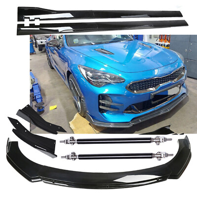 Glossy Black For Kia Stinger Front Bumper Lip Body Kit Spoiler Splitter