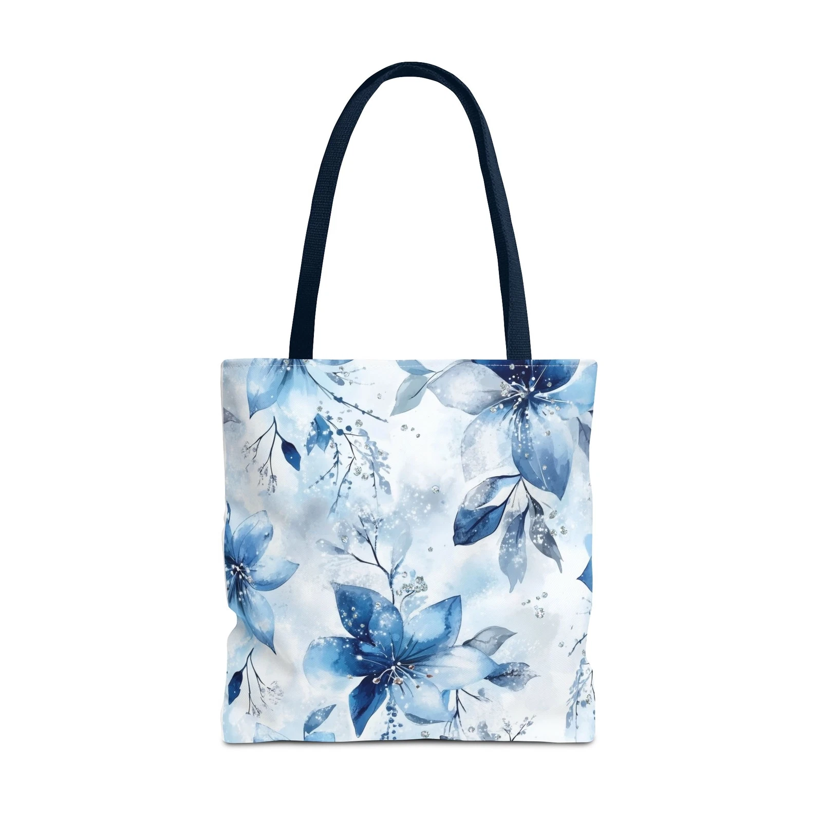 Light Blue Floral Tote Bag for Women, Spring Blossom Pattern