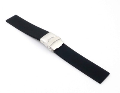 Silikon Uhrenarmband Modell Rhodos-FS-S schwarz 18 mm, Faltschließe