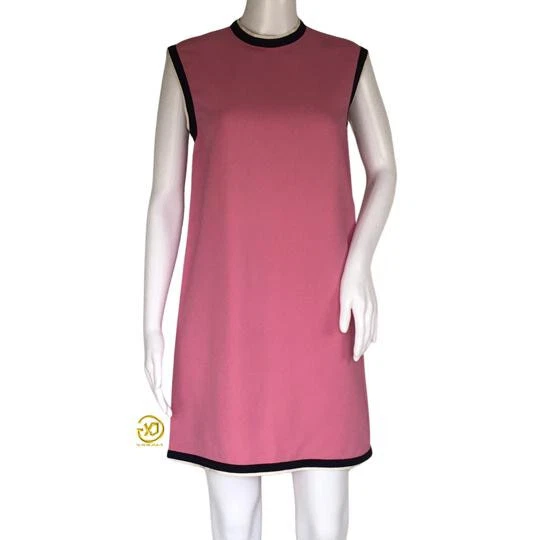 Top tunica Gucci donna elasticizzata viscosa contrasto grosgrain finiture rosa taglia 42