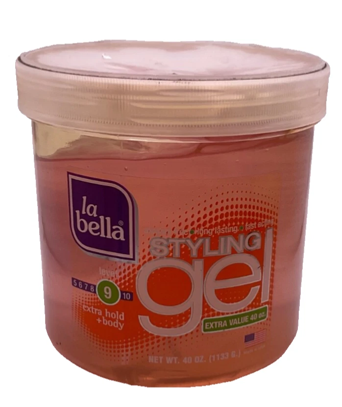 La Bella Styling Gel Extra Hold + Body Level 9 Pink Large Size 40 oz New - Image 2 of 3