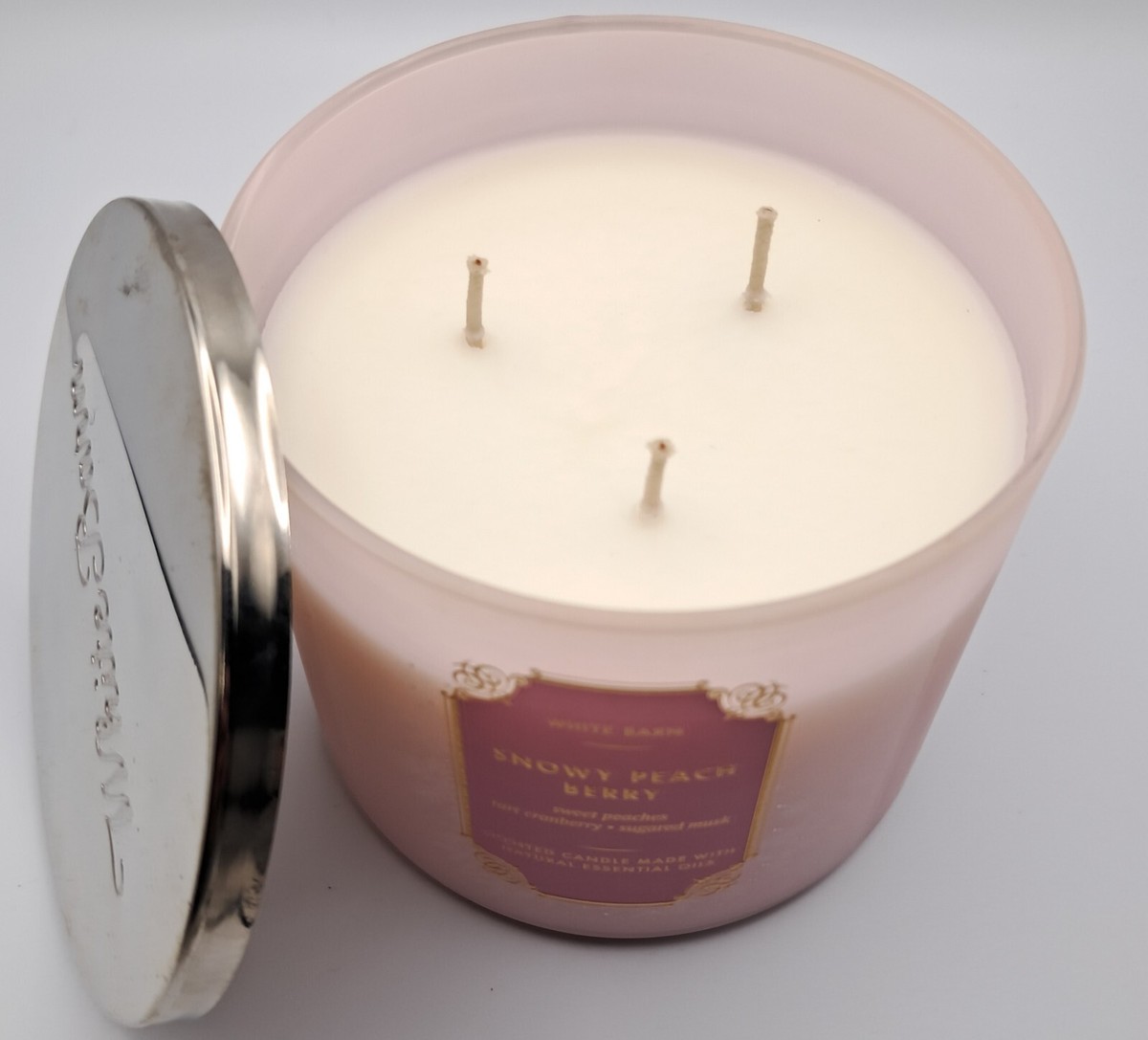 Bath & Body Works Snowy Peach Berry 3 Wick Candle NEW | eBay