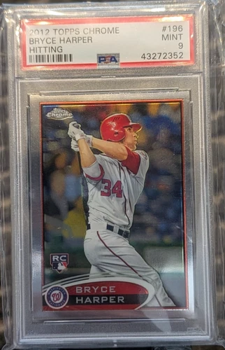 2012 Topps Chrome Bryce Harper Hitting #196 Rookie RC PSA 9 Mint