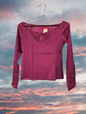 ESPRIT CRINKLE WOMEN LONG SLEVVE CASUAL DRESS TOP - SIZE 5/6