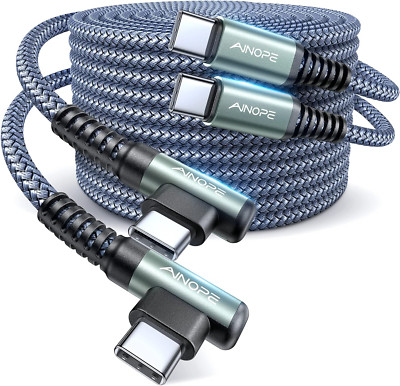 AINOPE USB C Cable to USB C 60W 2-Pack 6.6Ft Nylon Braided Type C Charger Fast C