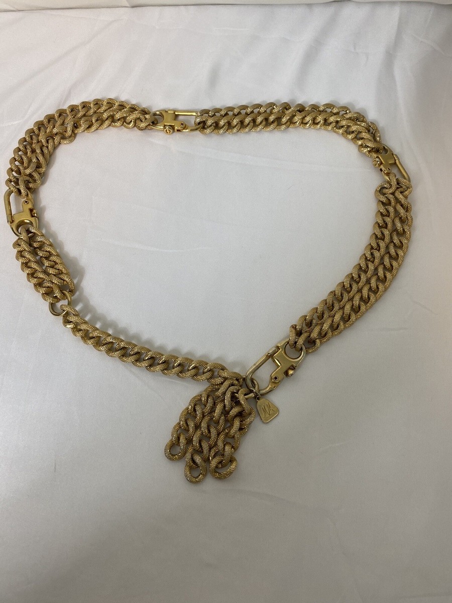 Vintage MM Morris Moskowitz Gold Tone Metal Link Chain Belt  display picture 1