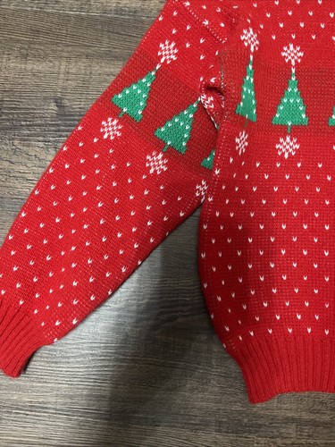 80’s Youth Park “Ugly “ Christmas Sweater Tree Red Size 6 Medium NOS - Picture 6 of 9