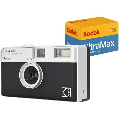 EKTAR H35 halbformat Kamera Set mit Ultramax 400 24 Exp Rollfilm leicht Schwarz