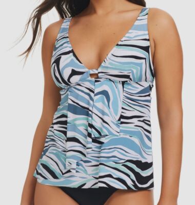 Beyond Control Womens White Printed Tankini Top Swimwear Size 6