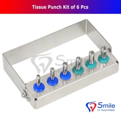 SMILE DENTAL U.K Dental Implant Tissue Punch Kit of 6 Pieces Surgical Tools Kit CE NEW