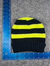 Bioworld Merchandise Beanie Toque Adult OS Blue Neon Yellow Stripe Knit Acrylic