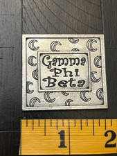 Gamma Phi Beta Pewter Square Medallion Medal , Lead Free, Made in USA